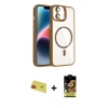 MARSİLYAN™- iPhone 11 Kılıf Yadigar Asil Koleksiyonu - Siyah Buffer Cam Ekran Koruyucu + Kırmızı Rainbow Kamera Lens Koruma Cam