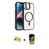 MARSİLYAN™- iPhone 11 Kılıf Yadigar Asil Koleksiyonu - Siyah Buffer Cam Ekran Koruyucu + Kırmızı Rainbow Kamera Lens Koruma Cam