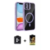 MARSİLYAN™- iPhone 11 Kılıf Yadigar Asil Koleksiyonu - Siyah Buffer Cam Ekran Koruyucu + PVD Metal Kamera Lens - YL