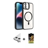MARSİLYAN™- iPhone 11 Kılıf Yadigar Asil Koleksiyonu - Siyah Buffer Cam Ekran Koruyucu + Raze Metal Kamera Lens - GS