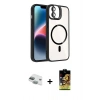 MARSİLYAN™- iPhone 11 Kılıf Yadigar Asil Koleksiyonu - Siyah Buffer Cam Ekran Koruyucu + Pers Alüminyum Kamera Lens - YL