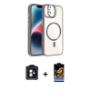 MARSİLYAN™- iPhone 11 Kılıf Yadigar Asil Koleksiyonu - Siyah Buffer Hayalet Cam Ekran Koruyucu + Mavi PVD Metal Kamera Lens