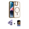 MARSİLYAN™- iPhone 11 Kılıf Yadigar Asil Koleksiyonu - Siyah Buffer Hayalet Cam Ekran Koruyucu + Mor Raze Metal Kamera Lens