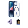 MARSİLYAN™- iPhone 11 Kılıf Yadigar Asil Koleksiyonu - Siyah Buffer Hayalet Cam Ekran Koruyucu + Mor Raze Metal Kamera Lens