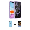 MARSİLYAN™- iPhone 11 Kılıf Yadigar Asil Koleksiyonu - Siyah Buffer Hayalet Cam Ekran Koruyucu + Neon Fosforlu Kamera Lens - TU