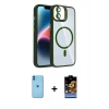 MARSİLYAN™- iPhone 11 Kılıf Yadigar Asil Koleksiyonu - Siyah Buffer Hayalet Cam Ekran Koruyucu + Neon Fosforlu Kamera Lens - MI