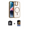 MARSİLYAN™- iPhone 11 Kılıf Yadigar Asil Koleksiyonu - Siyah Buffer Hayalet Cam Ekran Koruyucu + PVD Metal Kamera Lens - YL