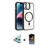 MARSİLYAN™- iPhone 11 Kılıf Yadigar Asil Koleksiyonu - Siyah Buffer Hayalet Cam Ekran Koruyucu + Raze Metal Kamera Lens - MI