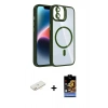 MARSİLYAN™- iPhone 11 Kılıf Yadigar Asil Koleksiyonu - Siyah Buffer Hayalet Cam Ekran Koruyucu + Renkli Kamera Lens Koruma Cam - SI