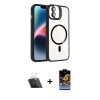 MARSİLYAN™- iPhone 11 Kılıf Yadigar Asil Koleksiyonu - Siyah Buffer Hayalet Cam Ekran Koruyucu + Şeffaf Kamera Lens Koruma Cam