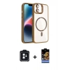 MARSİLYAN™- iPhone 11 Kılıf Yadigar Asil Koleksiyonu - Siyah Buffer Hayalet Cam Ekran Koruyucu + PVD Metal Kamera Lens - SH