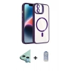 MARSİLYAN™- iPhone 11 Kılıf Yadigar Asil Koleksiyonu - Siyah Joko Magic 5D Cam + Mavi Raze Metal Kamera Lens