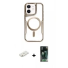 MARSİLYAN™- iPhone 11 Kılıf Yadigar Klasik Özel Seri - Şeffaf 360 Full Body Arka Koruyucu + Renkli Kamera Lens Koruma Cam - TU