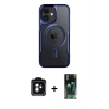 MARSİLYAN™- iPhone 11 Kılıf Yadigar Klasik Özel Seri - Şeffaf 360 Full Body Arka Koruyucu + Yeşil PVD Metal Kamera Lens