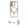 MARSİLYAN™- iPhone 11 Kılıf Yadigar Klasik Özel Seri - Şeffaf Pasifik Cam Ekran Koruyucu + Pers Alüminyum Kamera Lens - GD