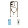 MARSİLYAN™- iPhone 11 Kılıf Yadigar Klasik Özel Seri - Şeffaf Pasifik Cam Ekran Koruyucu + Neon Fosforlu Kamera Lens - MI