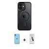 MARSİLYAN™- iPhone 11 Kılıf Yadigar Klasik Özel Seri - Şeffaf Pasifik Cam Ekran Koruyucu + Neon Fosforlu Kamera Lens - MI