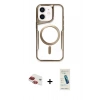 MARSİLYAN™- iPhone 11 Kılıf Yadigar Klasik Özel Seri - Şeffaf Pasifik Cam Ekran Koruyucu + Pers Alüminyum Kamera Lens - KI