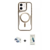 MARSİLYAN™- iPhone 11 Kılıf Yadigar Klasik Özel Seri - Şeffaf Pasifik Cam Ekran Koruyucu + Pers Alüminyum Kamera Lens - GI