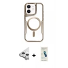 MARSİLYAN™- iPhone 11 Kılıf Yadigar Klasik Özel Seri - Şeffaf Pasifik Cam Ekran Koruyucu + Raze Metal Kamera Lens - GS