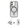 MARSİLYAN™- iPhone 11 Kılıf Yadigar Klasik Özel Seri - Şeffaf Pasifik Cam Ekran Koruyucu + Raze Metal Kamera Lens - GS