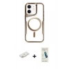 MARSİLYAN™- iPhone 11 Kılıf Yadigar Klasik Özel Seri - Şeffaf Pasifik Cam Ekran Koruyucu + Renkli Kamera Lens Koruma Cam - YL