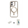 MARSİLYAN™- iPhone 11 Kılıf Yadigar Klasik Özel Seri - Şeffaf Pasifik Cam Ekran Koruyucu + Renkli Kamera Lens Koruma Cam - TU
