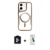 MARSİLYAN™- iPhone 11 Kılıf Yadigar Klasik Özel Seri - Şeffaf Pasifik Cam Ekran Koruyucu + PVD Metal Kamera Lens - YL