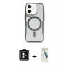 MARSİLYAN™- iPhone 11 Kılıf Yadigar Klasik Özel Seri - Şeffaf Pasifik Cam Ekran Koruyucu + PVD Metal Kamera Lens - YL