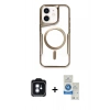 MARSİLYAN™- iPhone 11 Kılıf Yadigar Klasik Özel Seri - Şeffaf Royal Nano Ekran Koruyucu + PVD Metal Kamera Lens - MI