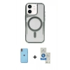 MARSİLYAN™- iPhone 11 Kılıf Yadigar Klasik Özel Seri - Şeffaf Royal Nano Ekran Koruyucu + Neon Fosforlu Kamera Lens - TU