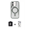 MARSİLYAN™- iPhone 11 Kılıf Yadigar Klasik Özel Seri - Şeffaf Uv Polymer Nano Ekran Koruyucu + PVD Metal Kamera Lens - TU