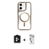 MARSİLYAN™- iPhone 11 Kılıf Yadigar Klasik Özel Seri - Şeffaf Uv Polymer Nano Ekran Koruyucu + PVD Metal Kamera Lens - YL