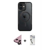 MARSİLYAN™- iPhone 11 Kılıf Yadigar Klasik Özel Seri - Şeffaf Uv Polymer Nano Ekran Koruyucu + Siyah Raze Metal Kamera Lens