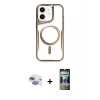 MARSİLYAN™- iPhone 11 Kılıf Yadigar Klasik Özel Seri - Siyah 34D Hayalet Izgaralı Cam + Pers Alüminyum Kamera Lens - GI