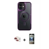 MARSİLYAN™- iPhone 11 Kılıf Yadigar Klasik Özel Seri - Siyah 34D Hayalet Izgaralı Cam + Pers Alüminyum Kamera Lens - KI