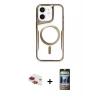 MARSİLYAN™- iPhone 11 Kılıf Yadigar Klasik Özel Seri - Siyah 34D Hayalet Izgaralı Cam + Pers Alüminyum Kamera Lens - KI