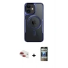 MARSİLYAN™- iPhone 11 Kılıf Yadigar Klasik Özel Seri - Siyah 34D Hayalet Izgaralı Cam + Pers Alüminyum Kamera Lens - KI