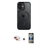 MARSİLYAN™- iPhone 11 Kılıf Yadigar Klasik Özel Seri - Siyah 34D Hayalet Izgaralı Cam + Pers Alüminyum Kamera Lens - KI