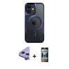 MARSİLYAN™- iPhone 11 Kılıf Yadigar Klasik Özel Seri - Siyah 34D Hayalet Izgaralı Cam + Raze Metal Kamera Lens - MR