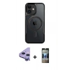 MARSİLYAN™- iPhone 11 Kılıf Yadigar Klasik Özel Seri - Siyah 34D Hayalet Izgaralı Cam + Raze Metal Kamera Lens - MR