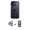 MARSİLYAN™- iPhone 11 Kılıf Yadigar Klasik Özel Seri - Siyah 34D Hayalet Izgaralı Cam + Raze Metal Kamera Lens - MR