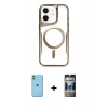 MARSİLYAN™- iPhone 11 Kılıf Yadigar Klasik Özel Seri - Siyah 34D Hayalet Izgaralı Cam + Neon Fosforlu Kamera Lens - YL