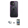 MARSİLYAN™- iPhone 11 Kılıf Yadigar Klasik Özel Seri - Siyah 34D Hayalet Izgaralı Cam + Pers Alüminyum Kamera Lens - LT