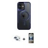 MARSİLYAN™- iPhone 11 Kılıf Yadigar Klasik Özel Seri - Siyah 34D Hayalet Izgaralı Cam + Pers Alüminyum Kamera Lens - LT
