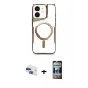 MARSİLYAN™- iPhone 11 Kılıf Yadigar Klasik Özel Seri - Siyah 34D Hayalet Izgaralı Cam + Pers Alüminyum Kamera Lens - LT