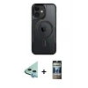 MARSİLYAN™- iPhone 11 Kılıf Yadigar Klasik Özel Seri - Siyah 34D Hayalet Izgaralı Cam + Raze Metal Kamera Lens - MI