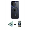 MARSİLYAN™- iPhone 11 Kılıf Yadigar Klasik Özel Seri - Siyah 34D Hayalet Izgaralı Cam + Raze Metal Kamera Lens - MI