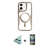 MARSİLYAN™- iPhone 11 Kılıf Yadigar Klasik Özel Seri - Siyah 34D Hayalet Izgaralı Cam + Raze Metal Kamera Lens - MI
