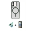 MARSİLYAN™- iPhone 11 Kılıf Yadigar Klasik Özel Seri - Siyah 34D Hayalet Izgaralı Cam + Raze Metal Kamera Lens - MI